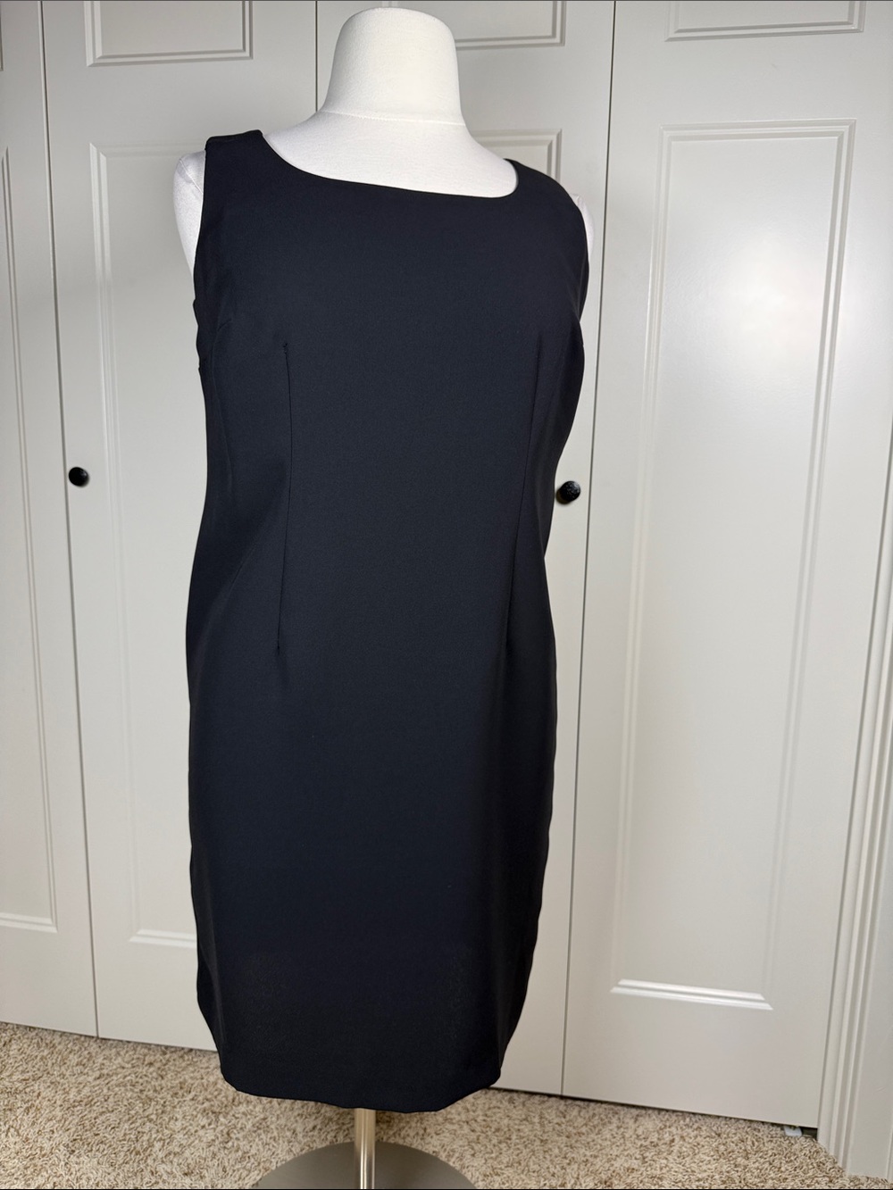 S.L. Fashions Black Sleeveless Midi Sheath Dress 16WP